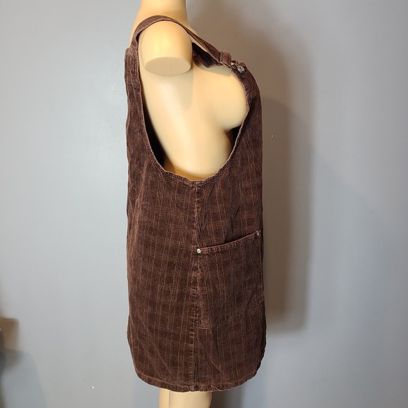 Vtg Wide Wale Brown Corduroy Jumper Dress Y2K Academia 90s Grunge Sz Large - Picture 6 of 10